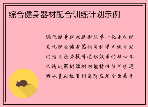 综合健身器材配合训练计划示例